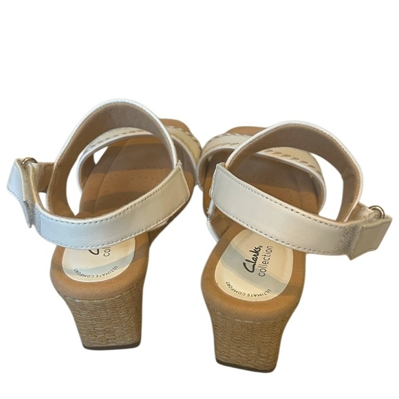 CLARKS ULTIMATE COMFORT WEDGE KYARRA ROSE SLINGBACK SANDALS, White, Size 10.5 - Picture 5 of 7